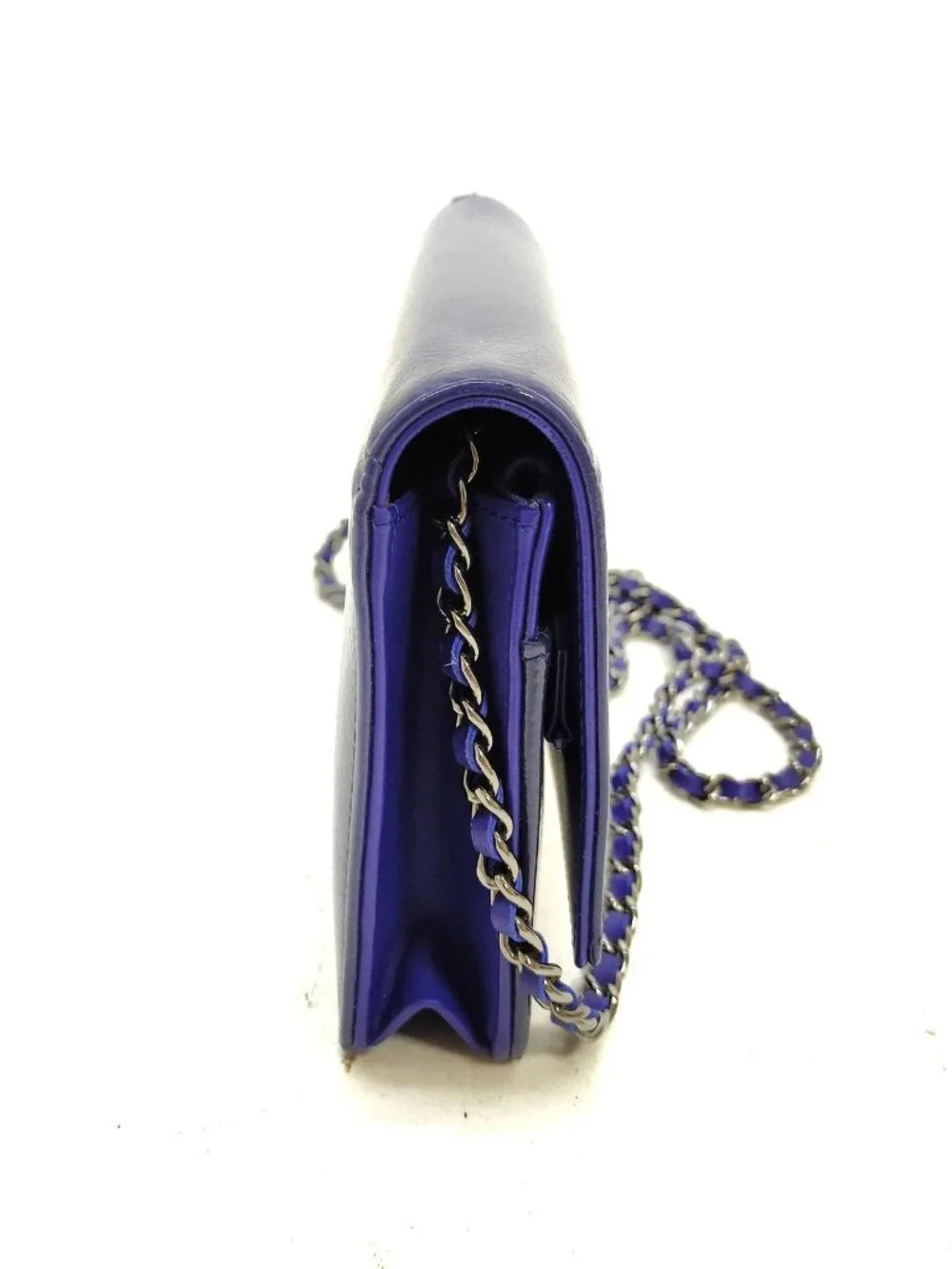 Authentic Chanel CC Caviar Wallet On Chain WOC Blue Leather Bag - Picture 5 of 16